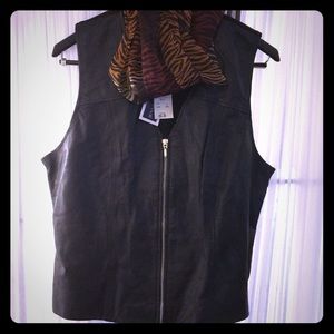 💯%Black Leather Vest.